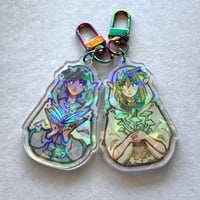 Image 1 of Holographic Fern/Arcade Reversible Keychain