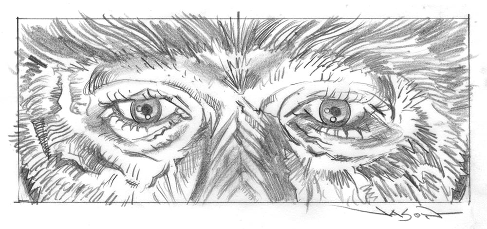 "Full Moon" - 6.25" x 2.5" original pencil drawing