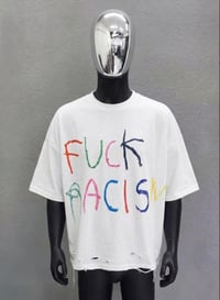 Image 1 of White “fuck racism” Weirdos fashion shirt