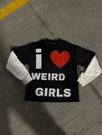 Image 1 of Black/white “I ❤️ weird girls” Long sleeve tee shirt