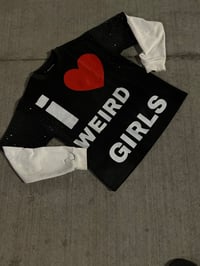 Image 2 of Black/white “I ❤️ weird girls” Long sleeve tee shirt