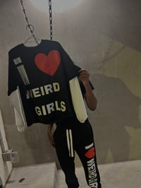 Image 3 of Black/white “I ❤️ weird girls” Long sleeve tee shirt