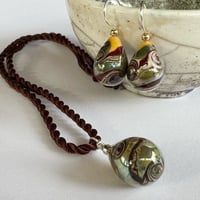 Image 4 of Earth Tones - Earrings and Pendant Set