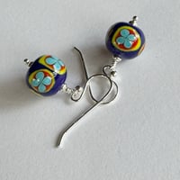 Image 2 of Folk Flower Earrings - Dark Lapis