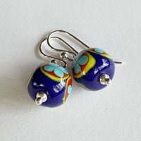 Image 3 of Folk Flower Earrings - Dark Lapis