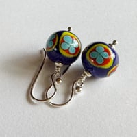 Image 5 of Folk Flower Earrings - Dark Lapis