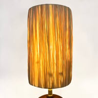 Image 5 of Lampe boule en bois vintage 70 et abat-jour en raphia - lampe moderniste scandinave 