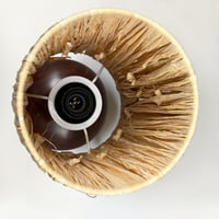 Image 11 of Lampe boule en bois vintage 70 et abat-jour en raphia - lampe moderniste scandinave 