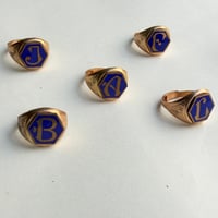 Image 1 of Bague Initiale bleue "A,B,C...." 