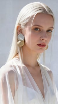Image 2 of Orecchini a lobo, in pelle e acciaio, modello: ELITRE STUDS - gesso e oro