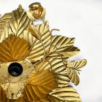 Image 10 of Applique murale fleur en métal doré à la feuille vintage - Applique florentine fleurs papillons
