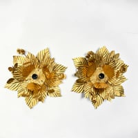 Image 13 of Applique murale fleur en métal doré à la feuille vintage - Applique florentine fleurs papillons