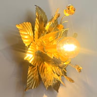 Image 3 of Applique murale fleur en métal doré à la feuille vintage  Applique florentine fleurs  papillons
