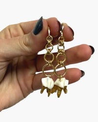 Deer tooth drop earrings