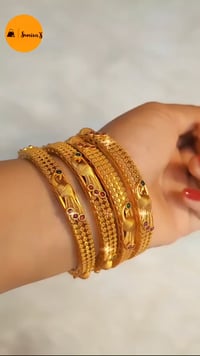 Image 2 of Peacock Temple Bangles Set