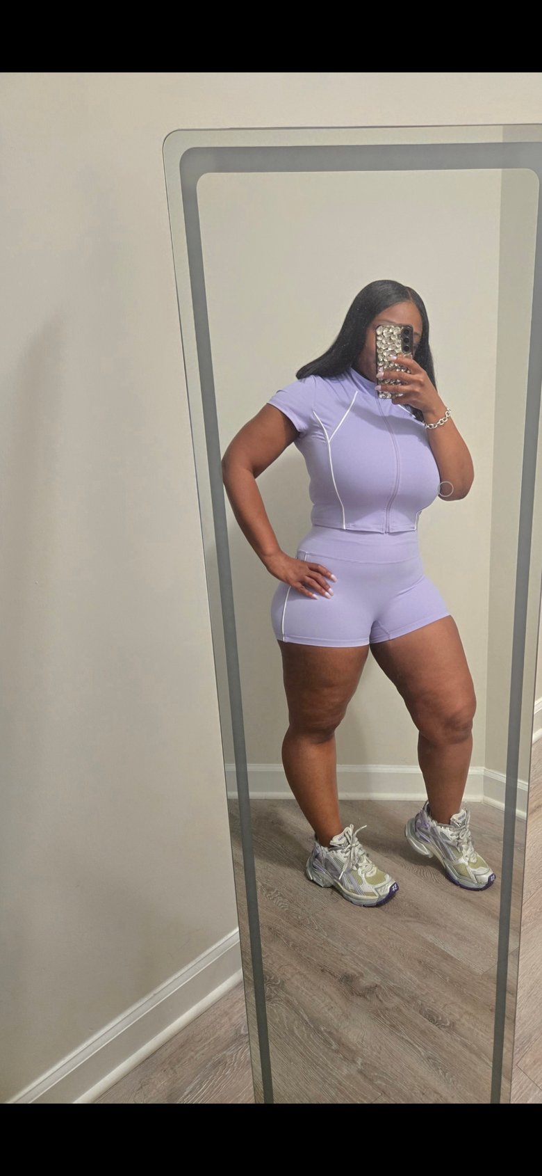 Image of Purple/white zip up set