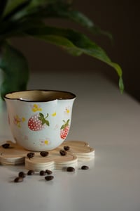Image 1 of Hand-Painted Strawberry Ceramic Cup