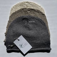 Image 2 of Summer Linen Black Isle Beanie – Lavender Grey, Taupe and Cream.