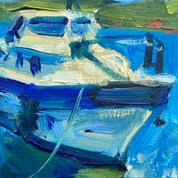 Image 2 of Boat at Marina - original oil painting