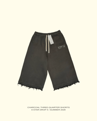 Image 3 of 8 Star Grey Distressed 3/4 Shorts