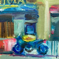Image 3 of Urban Street Scene- Motorcycle by Restaurant