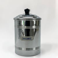 Image 1 of Pot à épices en chrome et bakélite Chicorée – Années 1930 – Boîte de cuisine chromée