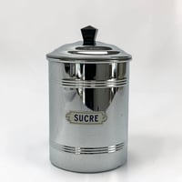 Image 1 of Pot à épices en chrome et bakélite SUCRE – Années 1930 – Boîte de cuisine ch...