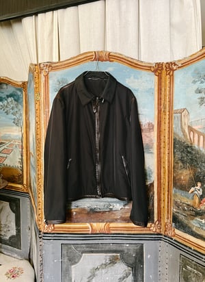Hermès Black Nylon Jacket with Contrasting Leather Detail - Size 52