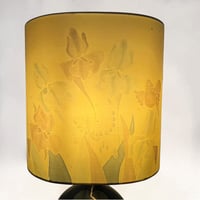 Image 4 of Lampe en céramique kintsugi vintage 1970 et abat-jour en soie peinte motif floral