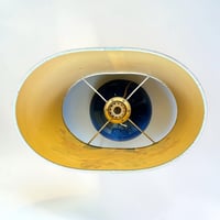 Image 8 of Lampe en céramique kintsugi vintage 1970 et abat-jour en soie peinte motif floral
