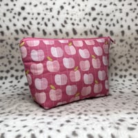 Image 1 of Pink Apples Quilted Zipper Pouch