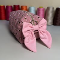 Image 1 of Fashion Bees Quilted Cosmetic Bag, Small Zipper Pouch, Travel Toiletry O...