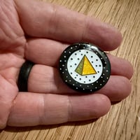 Image 2 of Angine de Poitrine Inspired Enamel Pin, Glitter Microtonal Golden Triangle