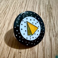 Image 3 of Angine de Poitrine Inspired Enamel Pin, Glitter Microtonal Golden Triangle