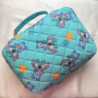 Image 1 of Pineapple Stitch Quilted Makeup Bag