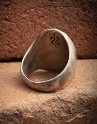 Image 5 of WL&A Old Style Aged Bronze & Sterling Silver Pink Opal Signet - Size 11 (1)