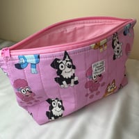 Image 4 of Bluey Pink Quilted Zipper Pouch