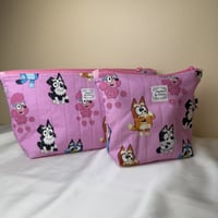 Image 3 of Small Bluey Pink Quilted Zipper Pouch
