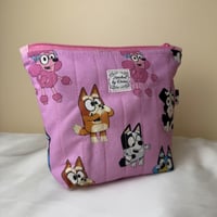 Image 1 of Small Bluey Pink Quilted Zipper Pouch