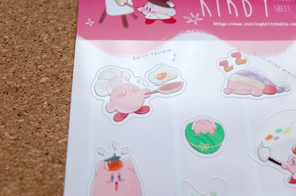 Image of Kirby sticker sheet | PET transparency sticker sheet 