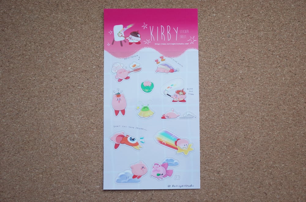 Image of Kirby sticker sheet | PET transparency sticker sheet 