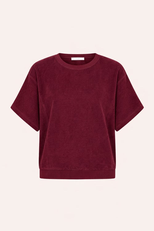 Image of 1-Sudadera toalla Nuki slub Top burgundy crush