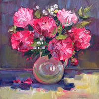 Image 1 of Pink Peony — Original Oil Painting