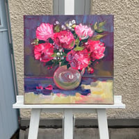 Image 2 of Pink Peony — Original Oil Painting