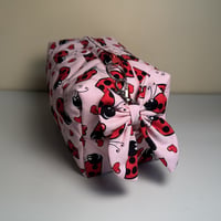 Image 3 of Lovely Lady Bugs | Quilted Zipper Pouch with Bow | Handmade Cotton C...