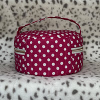 Image 2 of Bright Pink Polka Dots | Handmade Zippered Storage Bin | Crafts & Travel 