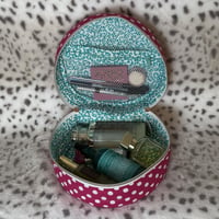 Image 3 of Bright Pink Polka Dots | Handmade Zippered Storage Bin | Crafts & Travel 