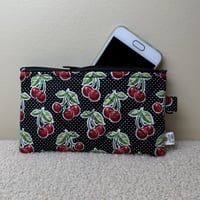 Image 1 of Cherries Quilted Zipper Pouch | iPhone Case
