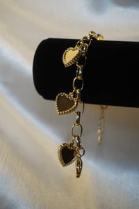 Image 2 of Heart Charms Bracelet 14k Gold Plated 