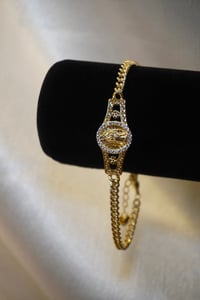 Image 2 of Virgin Mary Cuban Bracelet 14k Gold Plated 